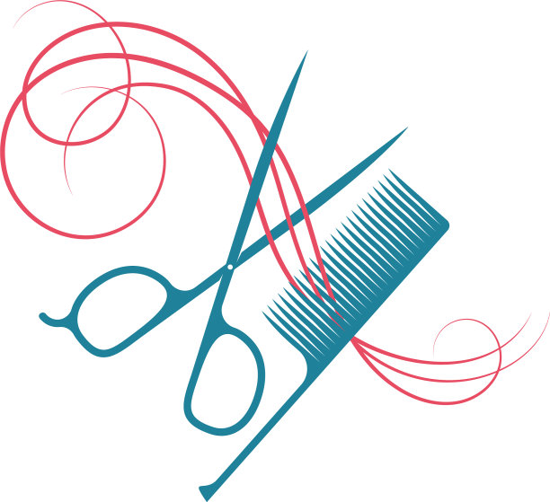 理发剪刀和梳子的标志图片下载