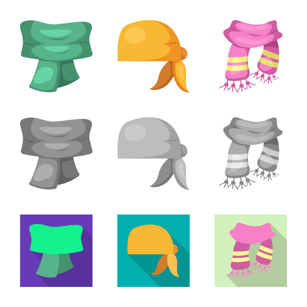 围巾和披肩图标集图片下载