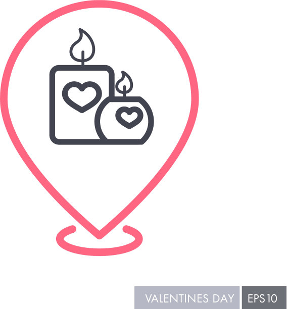 燃烧的蜡烛与心针地图图标图片下载