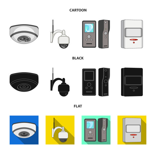 闭路电视及闭路电视摄像图标集设计图片下载