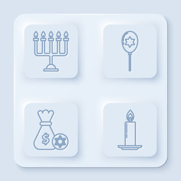 用丝带系好光明节的烛台气球图片下载