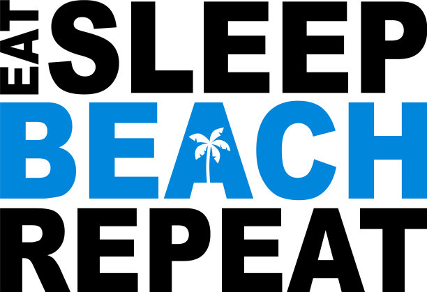 吃，睡，海滩重复图标标志图片下载