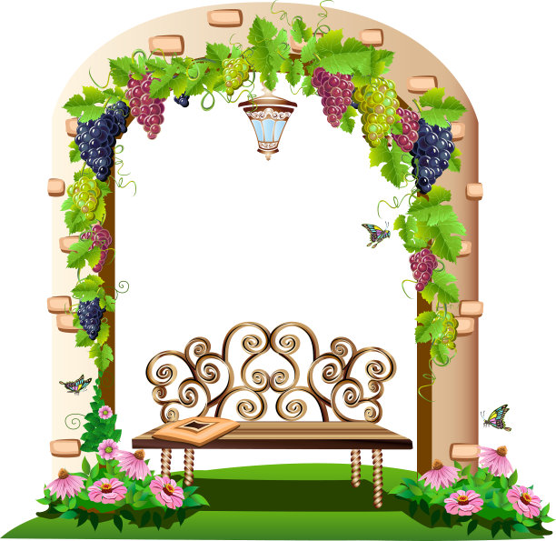 花园里的木凳图片下载