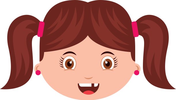 可爱的小女孩孤立图标图片下载