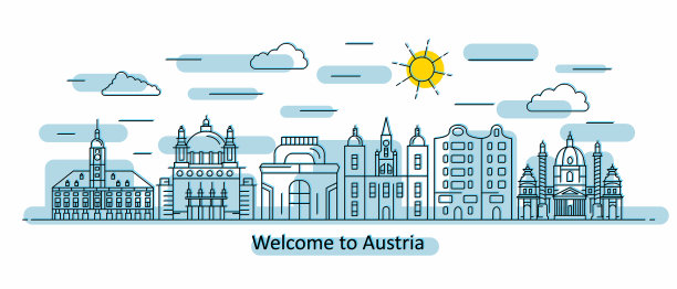 奥地利全景线条风格图片下载