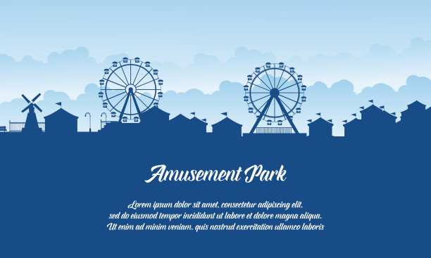 剪影游乐园风景平坦图片下载