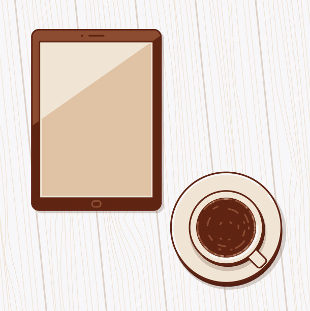一杯咖啡和一台空白平板电脑图片下载