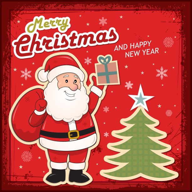 有圣诞老人的圣诞卡图片下载