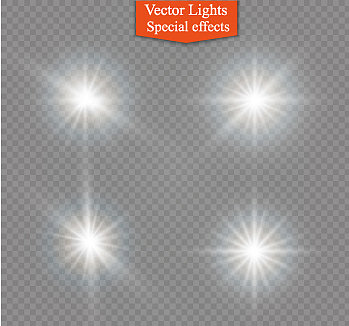 星星在一个透明的背景光效果图片下载