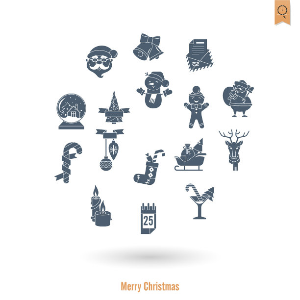 圣诞节和冬天的图标收藏图片下载