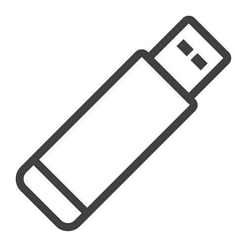 U盘线性图标：网页和移动存储图片下载