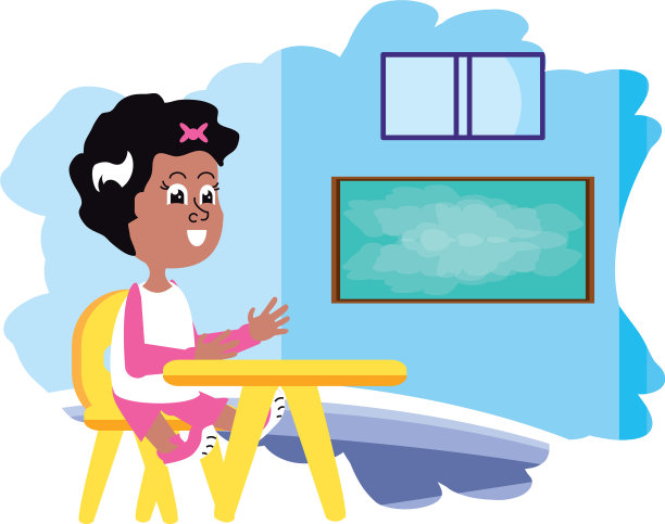 小女生坐在课桌上图片下载