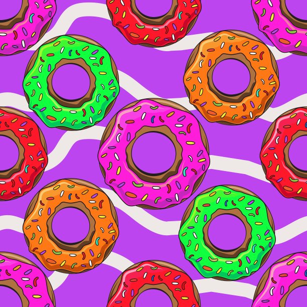 甜甜圈与洒水无缝模式图片下载