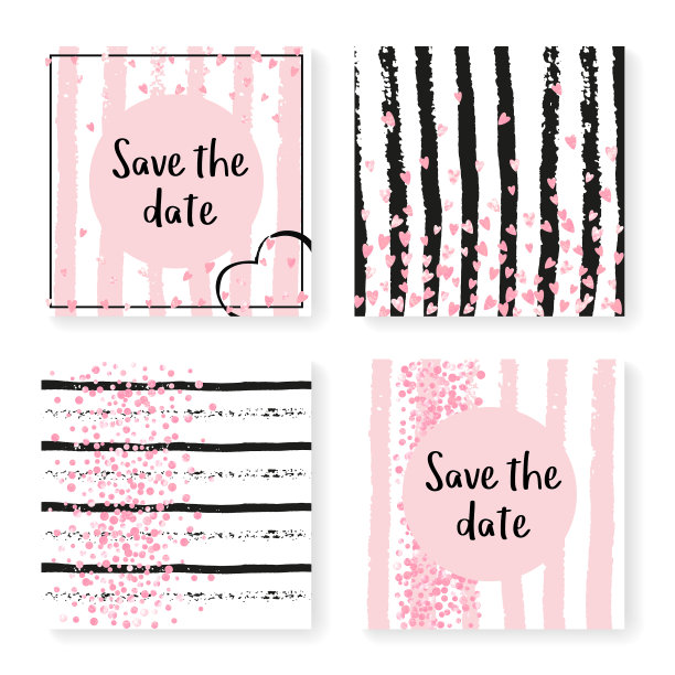 婚礼彩纸条纹请柬图片下载