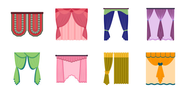 不同种类的窗帘图标设置图片下载