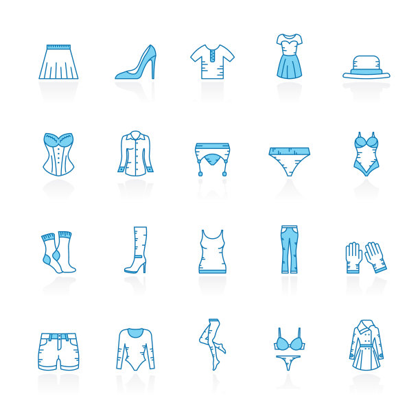 以蓝色为背景的女性服饰图标图片下载