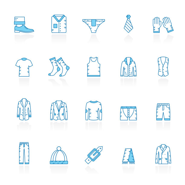 以蓝色为背景的男士服饰图标图片下载