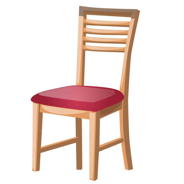 红色内饰的木制椅子与白色隔离图片下载
