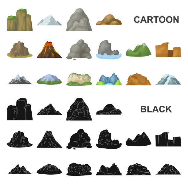 不同的山卡通图标设置图片下载