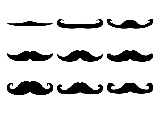 套八字胡图标和标签父亲日单位图片下载