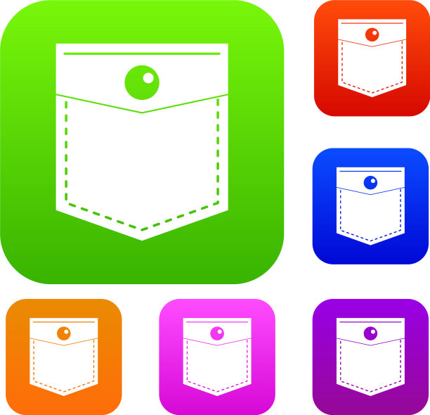 黑色口袋标志集彩色收藏图片下载