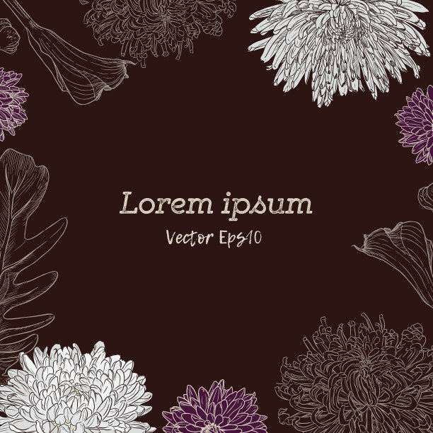 花束与手绘的春天鲜花图片下载