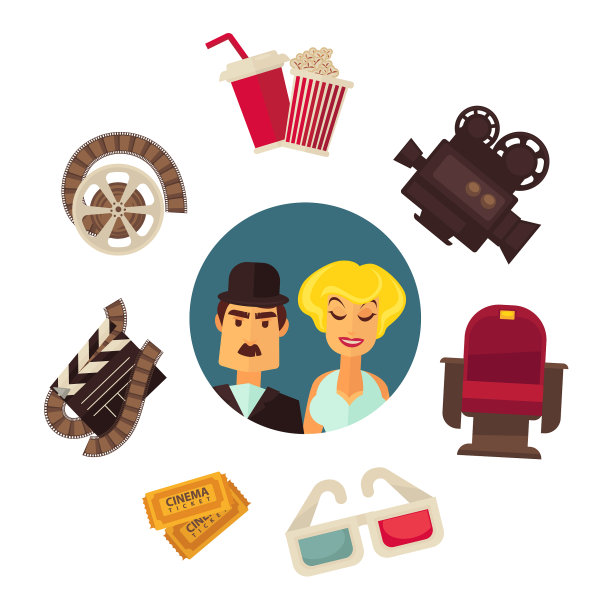 复古电影海报flat图片下载