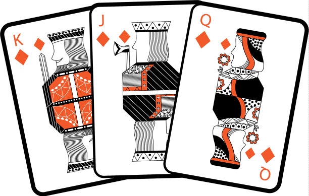 杰克，王后和国王扑克牌手图片下载