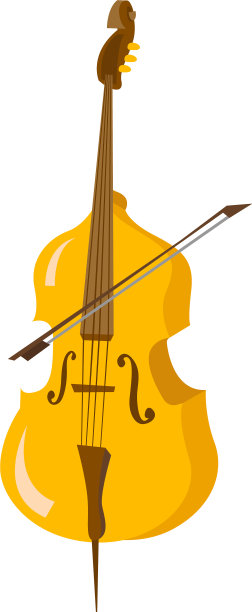 经典的大提琴与弓卡通图片下载
