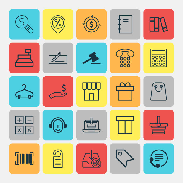 电子商务图标集合收银员工图片下载