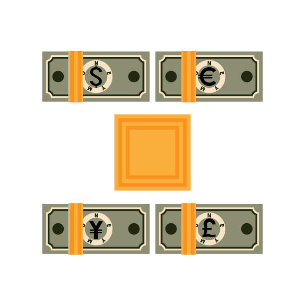 四捆不同国家的钞票图片下载