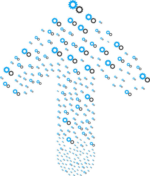 向上瞄准与齿轮的箭头拼贴画图片下载