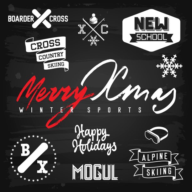 冬季运动滑雪板圣诞徽章图片下载