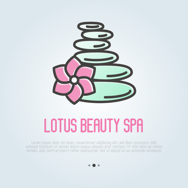 温泉石与花卉为水疗沙龙的标志图片下载