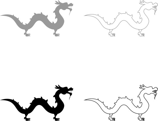 中国龙图标设置灰色黑色颜色图片下载