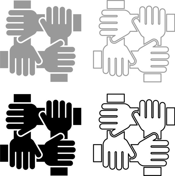 四手同握团队合作概念图标图片下载
