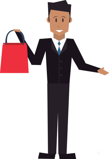 微笑的男人拿着购物袋图片下载