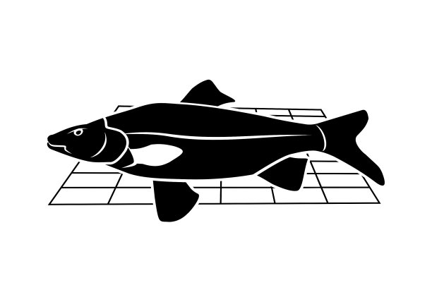 格栅上的鱼图标食物动物符号图片下载