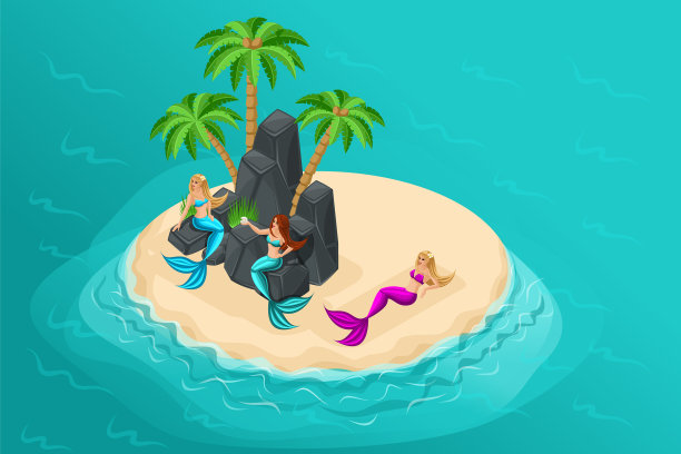 等距卡通岛屿童话人物图片下载