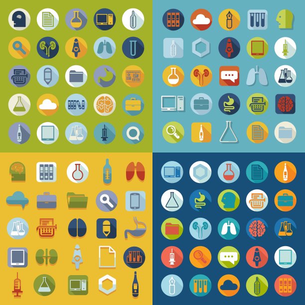 一组医疗平面图标图片下载