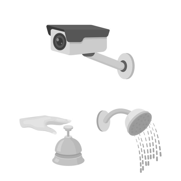 酒店和设备单色图标设置图片下载