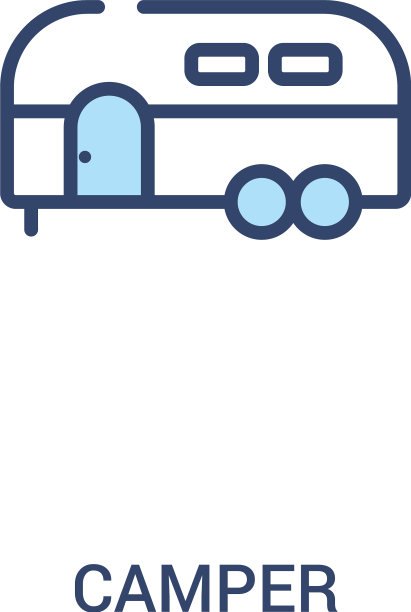 露营者概念2彩色图标简单的线元素图片下载