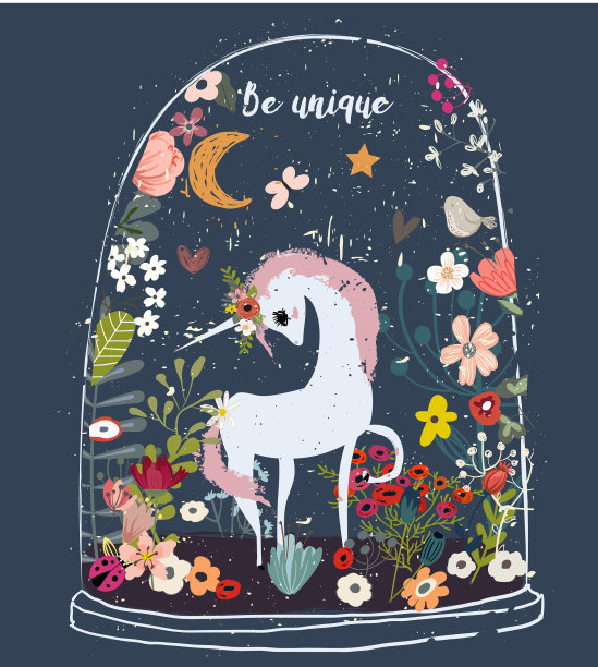 可爱的卡通独角兽图片下载