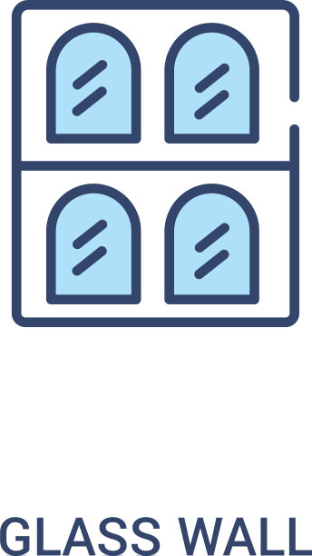 玻璃墙概念2彩色图标简单线条图片下载