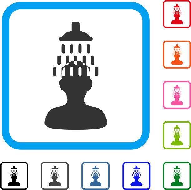 男人在淋浴框下的图标图片下载