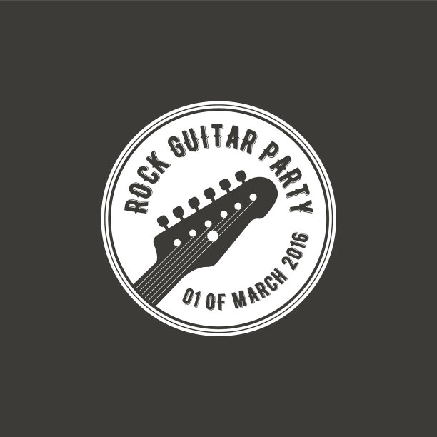 摇滚吉他派对标签徽章徽章标志图片下载