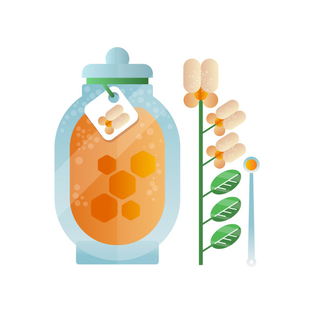 天然蜂蜜和花蜜玻璃瓶图片下载