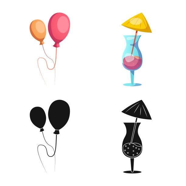孤立对象的聚会和生日标志集图片下载