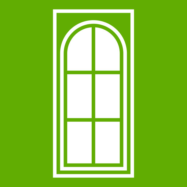 木门上有绿色的玻璃图标图片下载