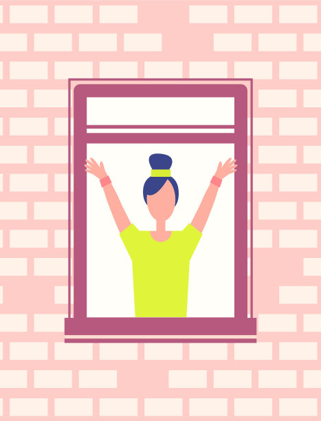 女人在打开的窗户附近做健身运动图片下载